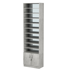 Стеллаж из ДСП с 9-ю полками 300x600 мм серии LEVEL-9 №5-2 (З/C - ЗЕРКАЛО), Метрополитан Грей