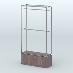 Торговая система ХРОМ без ДСП 1200 мм №1-4 с тумбой Т-21 и поручнями, Ясень Анкор темный