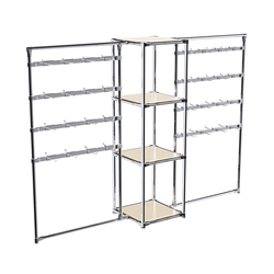 Хромированное вешало ШТАНГА №2-3 с полками ДСП 16 мм, Крем Вайс