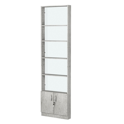 Стеллаж из ДСП с 4-мя полками 100x600 мм серии LEVEL-4 №1-1 (З/C - СТЕКЛО), Метрополитан Грей