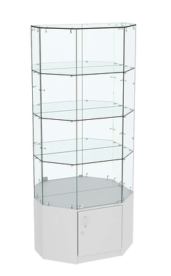 Стеклянная витрина Истра Трапеция зеркальная с прозрачным верхом №807, Серый