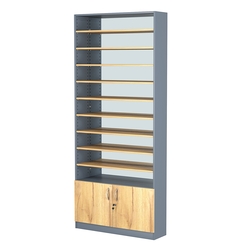 Стеллаж из ДСП с 9-ю полками 250x900 мм серии LEVEL-9 №11-2 (З/C - ЗЕРКАЛО), Темно-Серый  + Дуб Золотистый