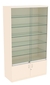 Витрина СЭСП-Z №1-1-500 (З/C - ДВП) со стеклянными полками и шторками Крем Вайс