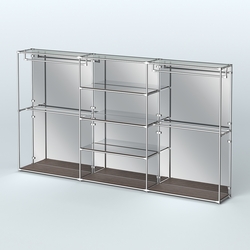 Торговая система ХРОМ (задняя стенка - зеркало) 3600 мм с зеркальными полками и поручнями №2, Дуб Венге