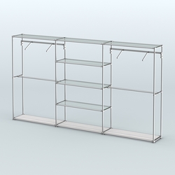 Торговая система ХРОМ без ДСП 3600 мм с прозрачными полками и поручнями №10, Ясень Анкор светлый