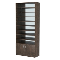 Стеллаж из ДСП с 8-ю полками 400x900 мм серии LEVEL-8 №14-2 (З/C - ЗЕРКАЛО), Дуб Венге