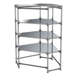 Хромированный стенд Прогресс №3-5 (с полками Зеркало 4мм), Метрополитан Грей