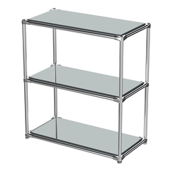 Хромированный стеллаж СТИЛЬ №3а-4 с блестящими полками из зеркал, Темно-Серый