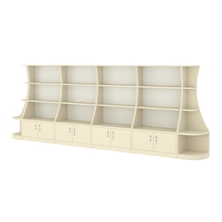 Пристенный низкий стеллаж ГАРАНТ №4, Крем Вайс + Белый