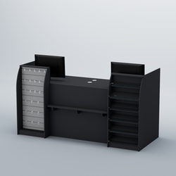 Ресепшен Атлант с фасадными наклонными полочками и экономпанелью №5, Антрацит