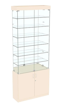 Высокая витрина ИСТРА №732 (задняя стенка - зеркало), Крем Вайс