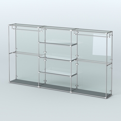 Торговая система ХРОМ (задняя стенка - стекло) 3600 мм с зеркальными полками и поручнями №2, Темно-Серый