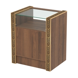 Недорогой прилавок с прозрачным верхом и декоративными молдингами №ПДМ-2-600, Орех