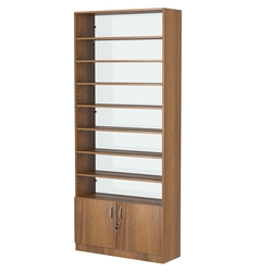 Стеллаж из ДСП с 7-ю полками 300x900 мм серии LEVEL-7 №12-1 (З/C - СТЕКЛО), Орех