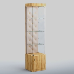 Высокая стеклянная витрина КАПИТОНЕ №2, Дуб Золотистый + 01 Cream