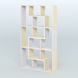 Высокий торговый стеллаж Лофт №3 шестимодульный, Ясень Анкор светлый и Крем Вайс