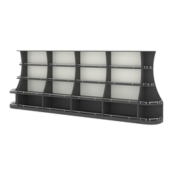 Пристенный низкий стеллаж ГАРАНТ №4-О с ограничителями, Черный и Белый