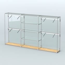 Торговая система ХРОМ (задняя стенка - стекло) 3600 мм с прозрачными полками и поручнями №5, Дуб Золотистый