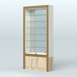 Витрина пристенная с декором №ВБА-32, Белый + Дуб Сонома