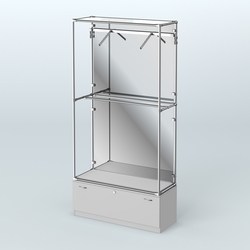 Торговая система ХРОМ (задняя стенка - зеркало) 1200 мм №4-1 с тумбой Т-11 и поручнями, Серый