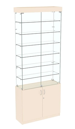 Высокая витрина ИСТРА №731 (задняя стенка - стекло), Крем Вайс