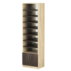 Стеллаж из ДСП с 7-ю полками 400x600 мм серии LEVEL-7 №7-2 (З/C - ЗЕРКАЛО), Дуб Сонома + Дуб Венге