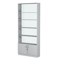 Стеллаж из ДСП с 4-мя полками 250x900 мм серии LEVEL-4 №11-1 (З/C - СТЕКЛО), Серый