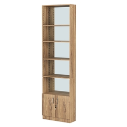 Стеллаж из ДСП с 4-мя полками 200x600 мм серии LEVEL-4 №3-2 (З/C - ЗЕРКАЛО), Дуб Канзас коричневый