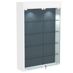 Настенная витрина с бархатом серии БАРОН №2-3А (четыре полки), Белый + + 11 Blue