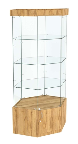 Витрина "Истра" угловая №17, шестигранная, (З.С-стекло), Дуб Золотистый