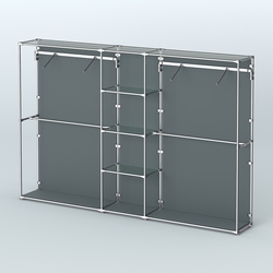 Торговая система ХРОМ (задняя стенка - ДСП) 3030 мм с прозрачными полками и поручнями №12, Темно-Серый