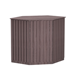 Торговый стол-прилавок шестигранный с планками серии ПРИЛИВ №22, Ясень Анкор темный