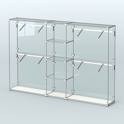 Торговая система ХРОМ (задняя стенка - стекло) 3030 мм с прозрачными полками и поручнями №8, Белый