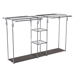 Хромированный стенд-вешало TD-50 №1-4 Хром с полками Зеркало 4мм, Дуб Венге