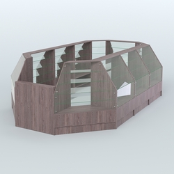 Низкий торговый остров серии Алмаз №4 большой, Ясень Анкор темный