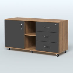 Тумба сервисная правая Киви, цвет светлый дуб, Орех + Черный