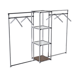 Хромированное вешало ГРАНЬ №2-4 с зеркальными полками 4 мм, Орех