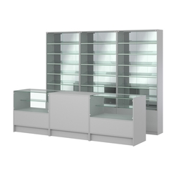 Комплект витрин с наклонными полками SL-6 №12-2 и прилавков ЭК-3, Серый