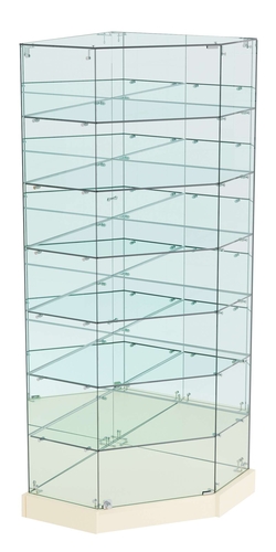 Витрина Хит продаж угловая №311 (закрытая, задние стенки - зеркало), Крем Вайс