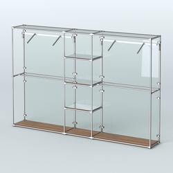 Торговая система ХРОМ (задняя стенка - стекло) 3600 мм с зеркальными полками и поручнями №12, Орех