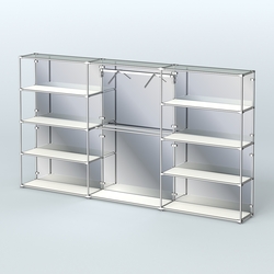 Торговая система ХРОМ (задняя стенка - зеркало) 3600 мм с полками ДСП и поручнями №9, Белый