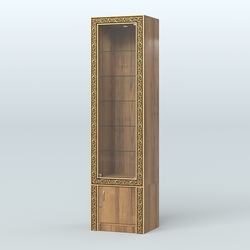 Витрина с декором и пятью прозрачными полками №ВБА-502, Орех