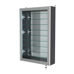 Витрина настенная №2-6А высокая зеркальная с узкими полками серии Collecto, Антрацит