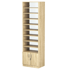 Стеллаж из ДСП с 8-ю полками 400x600 мм серии LEVEL-8 №7-1 (З/C - СТЕКЛО), Дуб Сонома