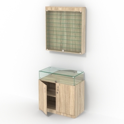 Комбинированный прилавок-витрина с дверками из прозрачного стекла КПВ-14-07, Дуб сонома