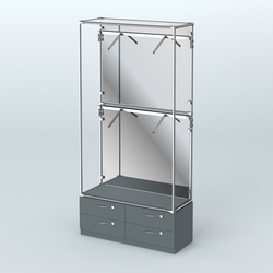 Торговая система ХРОМ (задняя стенка - зеркало) 1200 мм №3-2 с тумбой Т-14 и поручнями, Темно-Серый