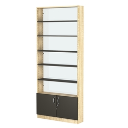 Стеллаж из ДСП с 5-ю полками 200x900 мм серии LEVEL-5 №10-1 (З/C - СТЕКЛО), Дуб Сонома + Черный