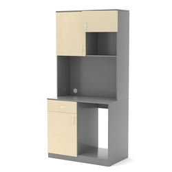 Офисная мини-кухня ПРАКТИК №5, Темно-серый и Крем Вайс U2601-U2236