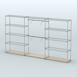 Торговая система ХРОМ без ДСП 3600 мм с прозрачными полками и поручнями №6, Дуб Сонома