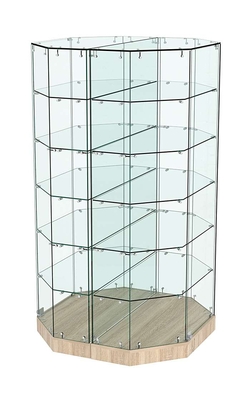 Стеклянная островная низкая с пятью полками витрина Хит Продаж №855-О, Дуб сонома